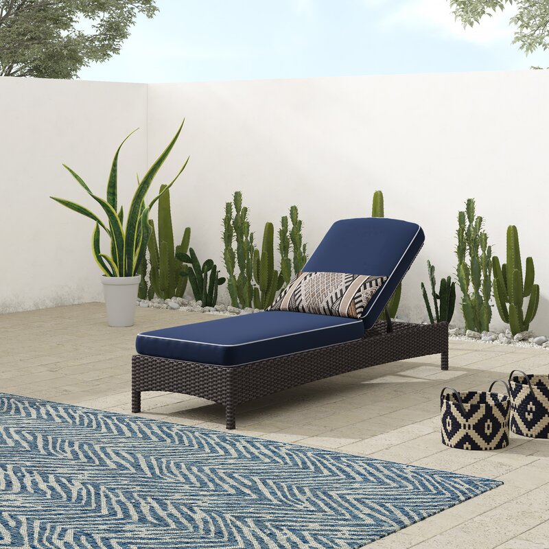 Outdoor Chaise Lounge Chair Cushions / Set Of 2 Blue Cushion Pads For